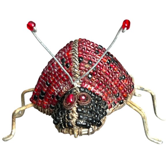 Vtg BEADED Ladybug 3.5" long x 3.5" wide x 3.5" tall Whimsical Ladybeetle READ - Picture 3 of 13
